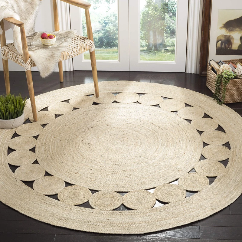 Safavieh Natural Fiber Rug for Living Room, Dining Room, Bedroom - Natural Fiber Collection, Short Pile, in Ivory, 201 X 201 cm