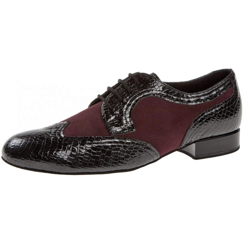 Diamant - Mens Dance Shoes 089-025-202 - Leather Black/Suede Bordeaux - Wide [UK 8,5]