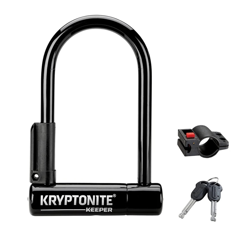 Kryptonite Keeper Mini-6 Bike U-Lock, Heavy Duty Anti-Theft Bicycle U Lock Sold Secure Silver, 12mm Shackle with Mounting Bracket and Keys for Bike, Motorcycle, Scooter, Bicycle, Door, Gate, Fence