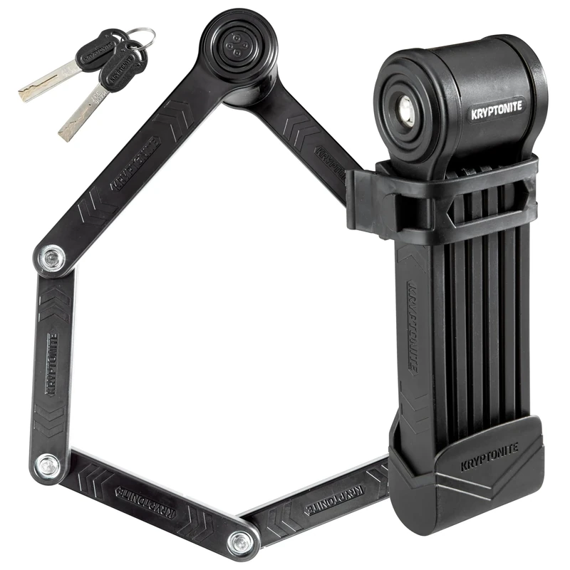 Kryptonite Keeper Folding Bike Lock, 2.75FT/3.25 FT Long Compact Lightweight High Security Anti-Theft Foldable Bicycle Lock with 2 Keys and Mount for E-Bikes Scooter Road Mountain Bike