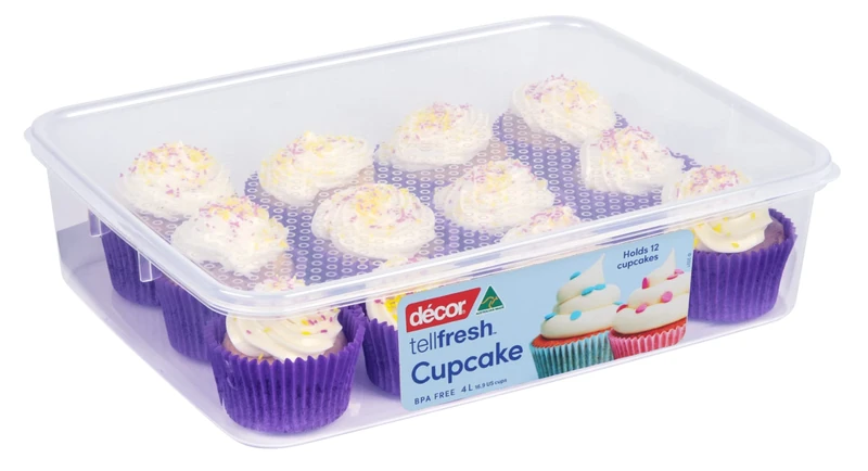 Décor Tellfresh 12 Cupcake Storage Box | Airtight Lid | Dishwasher Safe | 4L Capacity