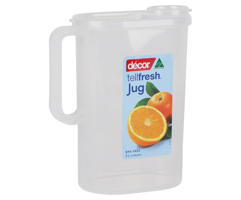 Décor Tellfresh 2L Water Jug with Pop Open Lid | Airtight Container | Graduated Measurement Markings Transparent