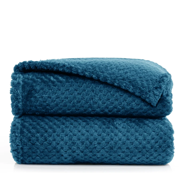 DecoKing Scandanavian style Blanket microfibre cosy Blanket Fleece bedspread Soft smooth Cuddly, Microfibre, dark blue, 150 x 200 cm