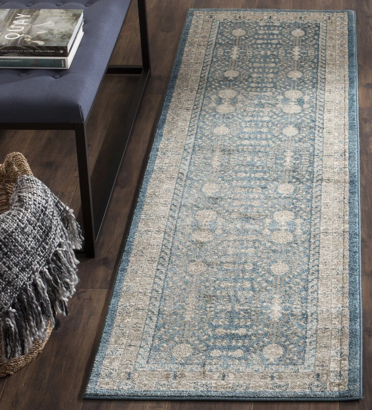 Safavieh Therasia Woven Area Rug, Synthetic, Blue/Beige, 66 x 182 x 0.63500000000000001 cm