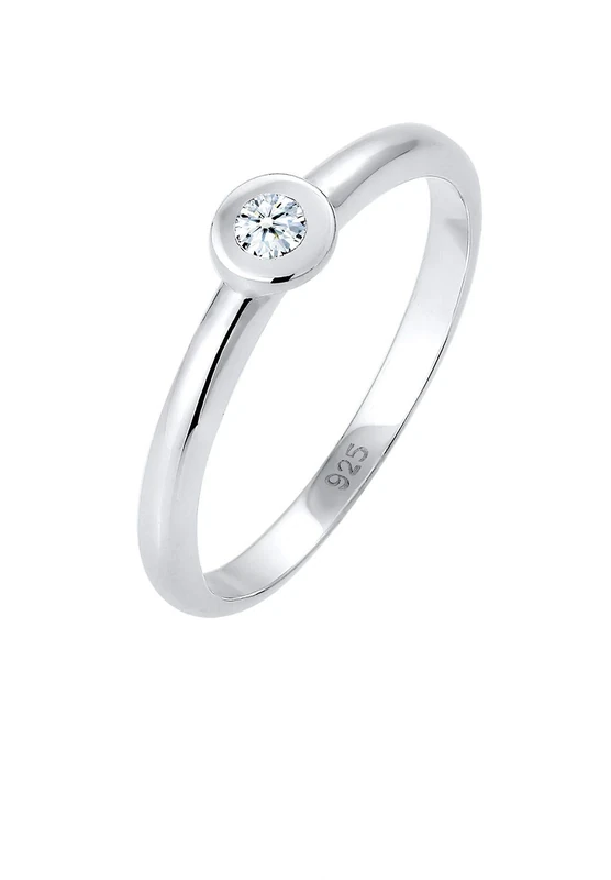 Elli DIAMONDS Ring Women Solitaire Engagement with Diamond (0.06 ct.) in 925 Sterling Silver