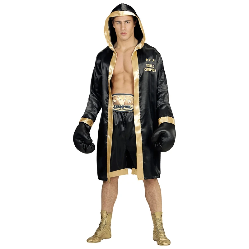 W WIDMANN MILANO Party Fashion - Boxing World Champion Costume for Men, Sports, Boxing, Carnival, Theme Parties, Size XL, Black - Image 1