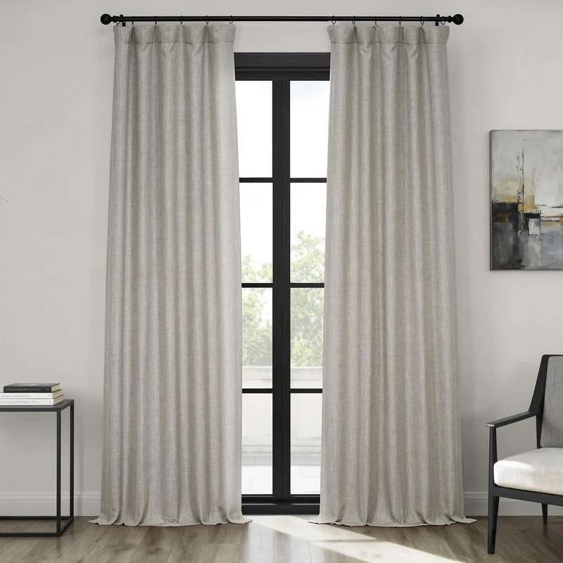 HPD Half Price Drapes Faux Linen Room Darkening Curtains - 96 Inches Long Luxury Linen Curtains for Bedroom & Living Room (1 Panel), 50W X 96L, Oatmeal