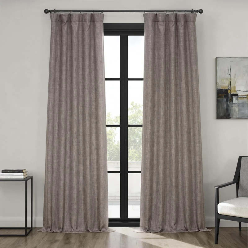 HPD Half Price Drapes Faux Linen Textured Room Darkening Curtains for Bedroom 108 Inches Long (1 Panel), 50W X 108L Curtains for Living Room Home Decor, Mink