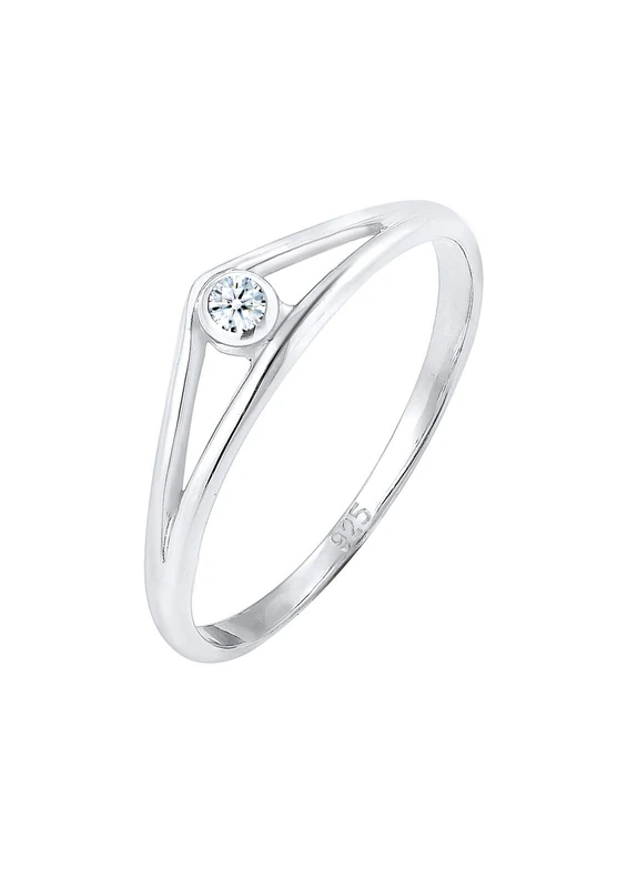 Elli DIAMONDS Ring Women Engagement Ring Geo with Diamond (0.03 ct.) in 925 Sterling Silver