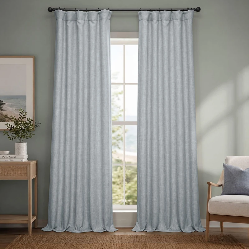 HPD Half Price Drapes Faux Linen Textured Room Darkening Curtains for Bedroom 108 Inches Long (1 Panel), 50W X 108L Curtains for Living Room Home Decor, Heather Grey