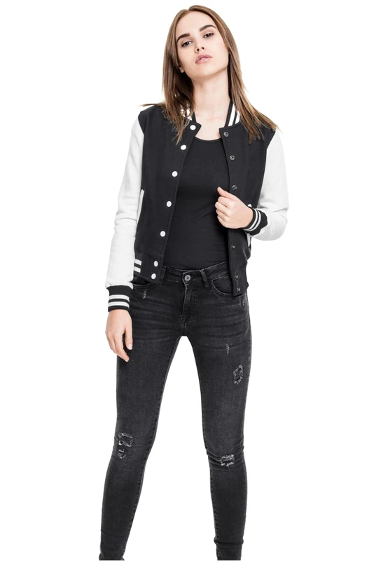 Urban Classics Women's Sweat Jacket, Multicoloured (Black/White), 4XL