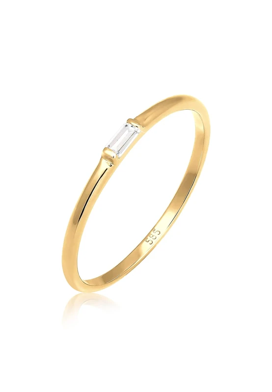 Elli PREMIUM Women Yellow Gold Engagement Plain Band Ring - 0608152117_56