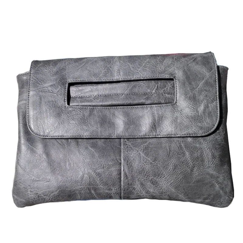 NIGEDU Women Handbags Leather Female Clutch Handbag Messenger Bag Large Solid High Capacity grey Size: L
