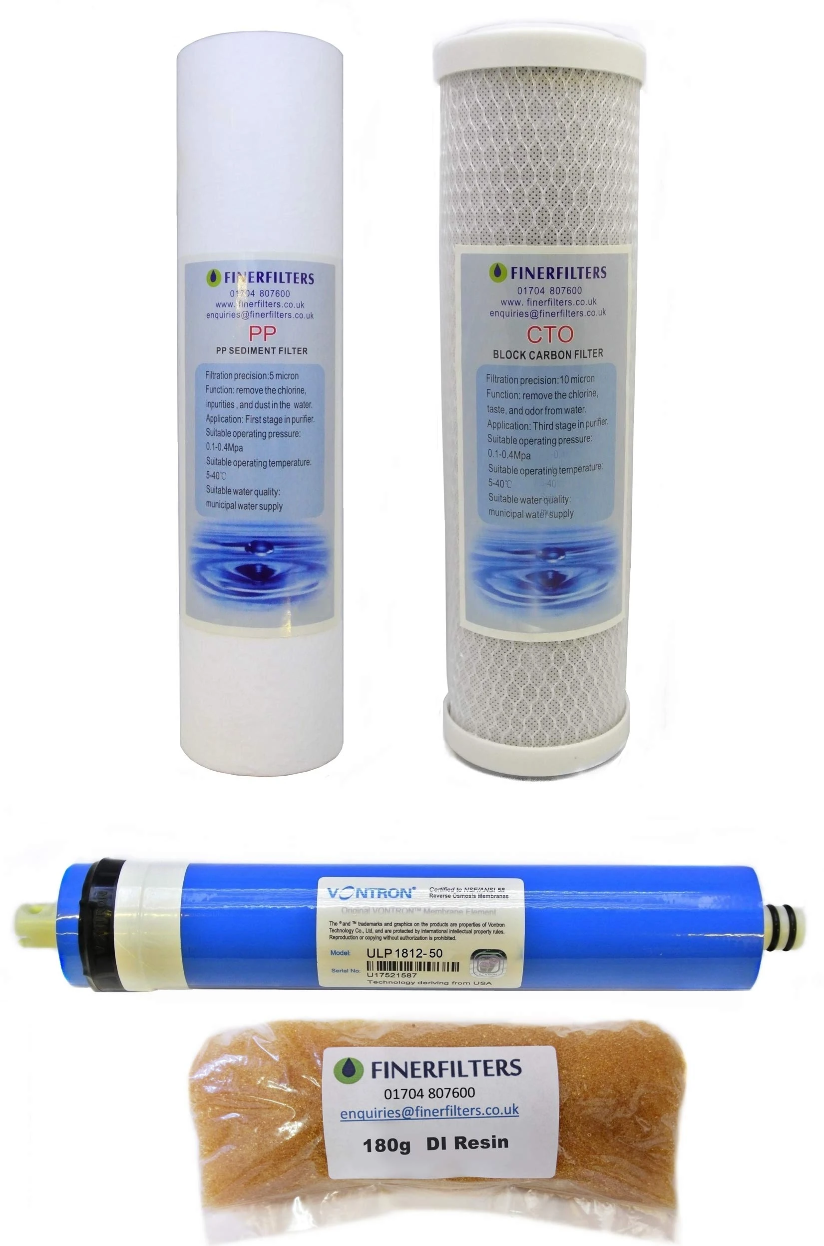 FINERFILTERS 4 Stage Aquarium Reverse Osmosis Replacement Water Filters with 50 GPD membrane