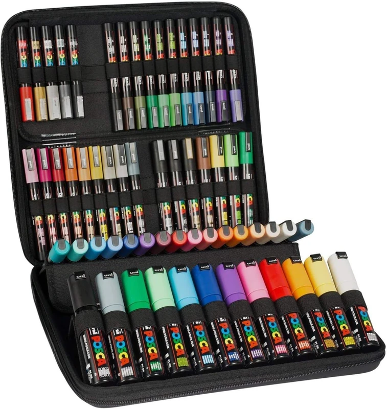 uni-ball Posca 186808 60-Piece Marker Pen Set with Case - Image 1