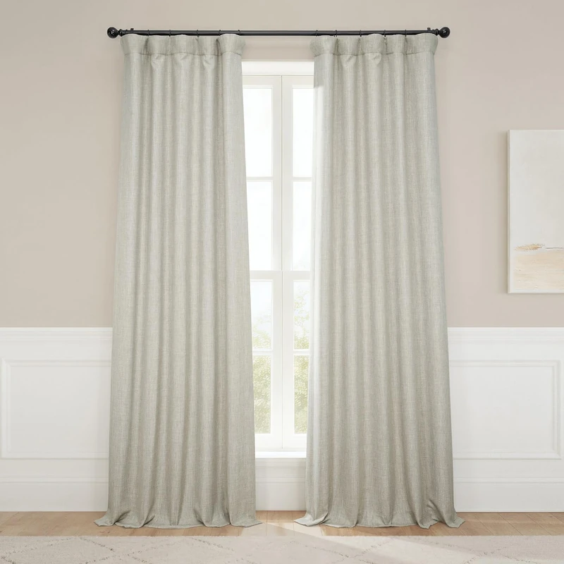 HPD Half Price Drapes Faux Linen Room Darkening Curtains - 84 Inches Long Luxury Linen Curtains for Bedroom & Living Room (1 Panel), 50W X 84L, Oatmeal
