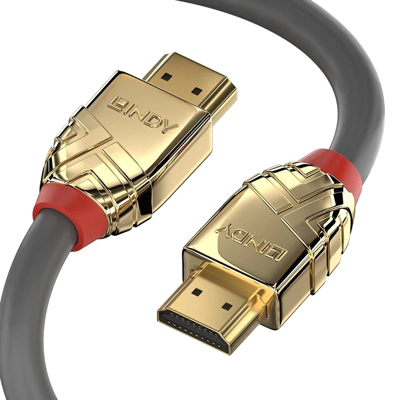 Lindy 5m High Speed HDMI Cable, Gold Line, Premium Design, Gold Plated, with Ethernet, 4K 60Hz HDMI 2.0 18G 3D 1080p 120Hz 144Hz HDR ARC CEC ATC Tested TV OLED Monitor Xbox PS4 PS5 Blu-ray Soundbar