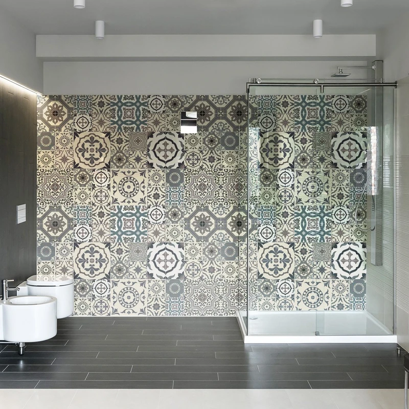 Ambiance Sticker Self-Adhesive Decorative Wall Decal Cement Tile for Bathroom and Kitchen Tango - Pack of 60 Stickers of 20 x 20 cm