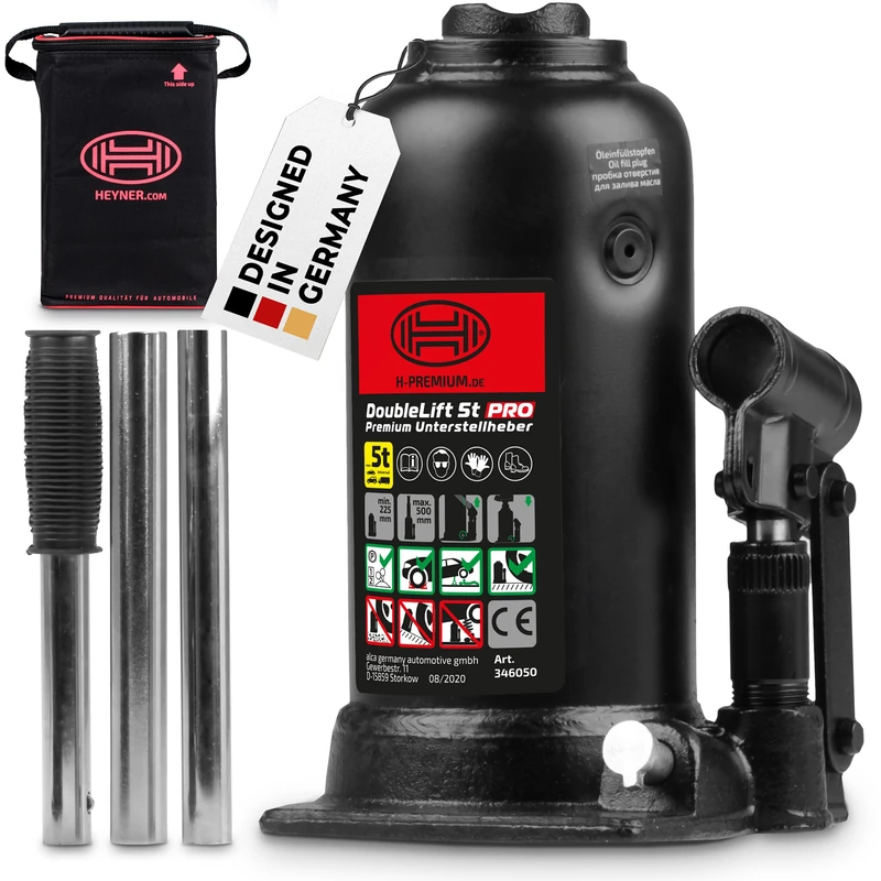 HEYNER® Double Lift Hydraulic Jack 5t Ram For SUV/Car Lifting Height 22.2-50cm H346050