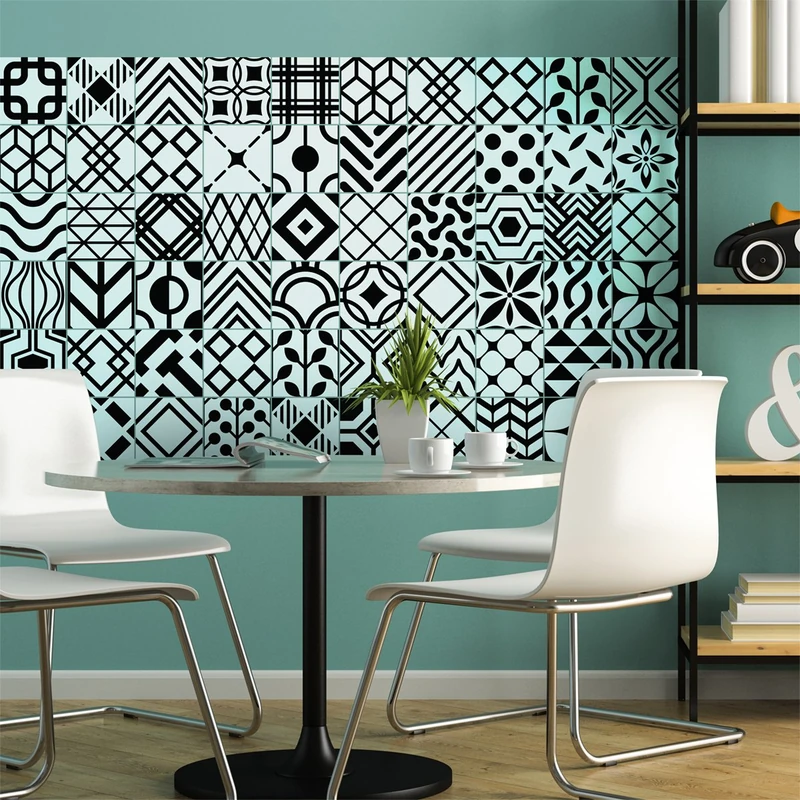 Ambiance Sticker Self-Adhesive Decorative Wall Decal Cement Tile for Bathroom and Kitchen Danemark - Pack of 9 Stickers of 15 x15 cm