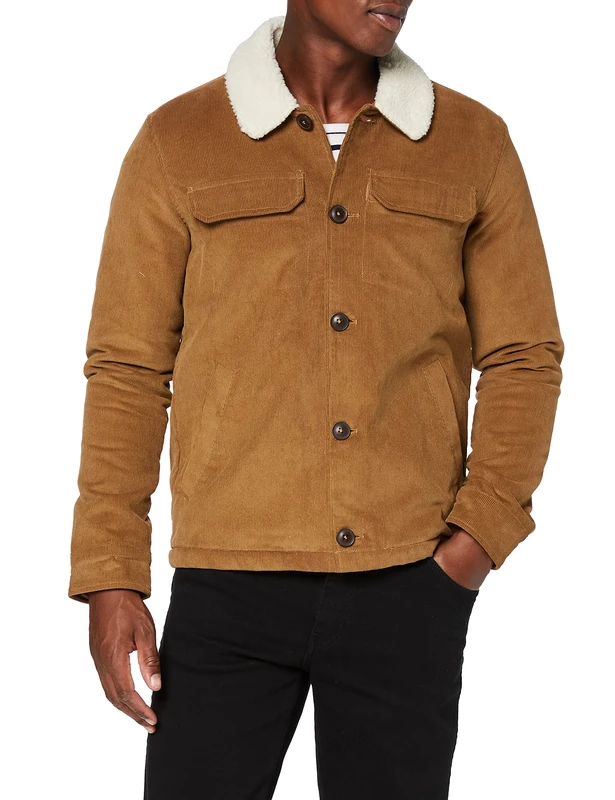 Farah Men's Kingsland Coat, Brown (Grey Canvas ), M UK