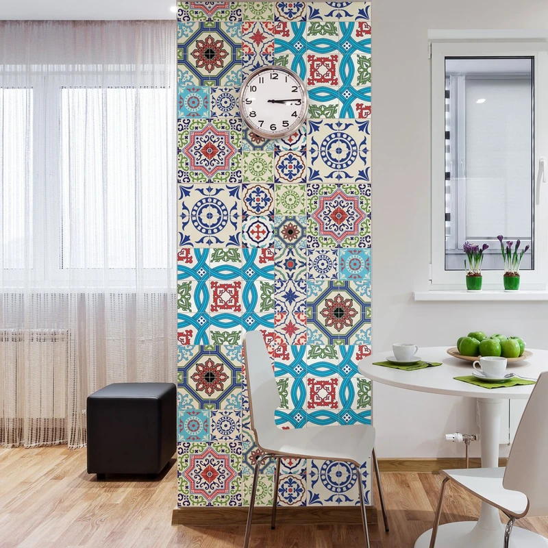Ambiance Sticker Self-Adhesive Decorative Wall Decal Cement Tile for Bathroom and Kitchen Salsa - Pack of 30 Stickers of 20 x 20 cm
