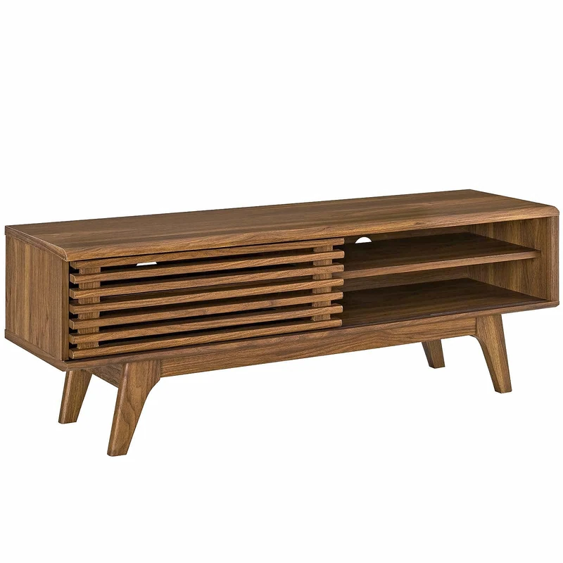 Modway Render Mid-Century Modern Low Profile 48 Inch TV Stand in Walnut - Image 1