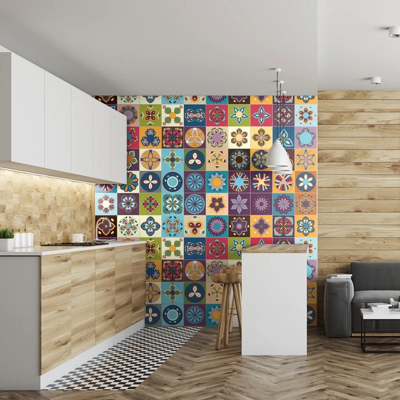 Ambiance Sticker Self-Adhesive Decorative Wall Decal Cement Tile for Bathroom and Kitchen Alicante - Pack of 60 Stickers of 15 x 15 cm