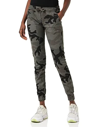 Urban Classics Women's Ladies Camo Jogging Bottoms Sports Trousers, Multicoloured (Dark Camo 00784), M