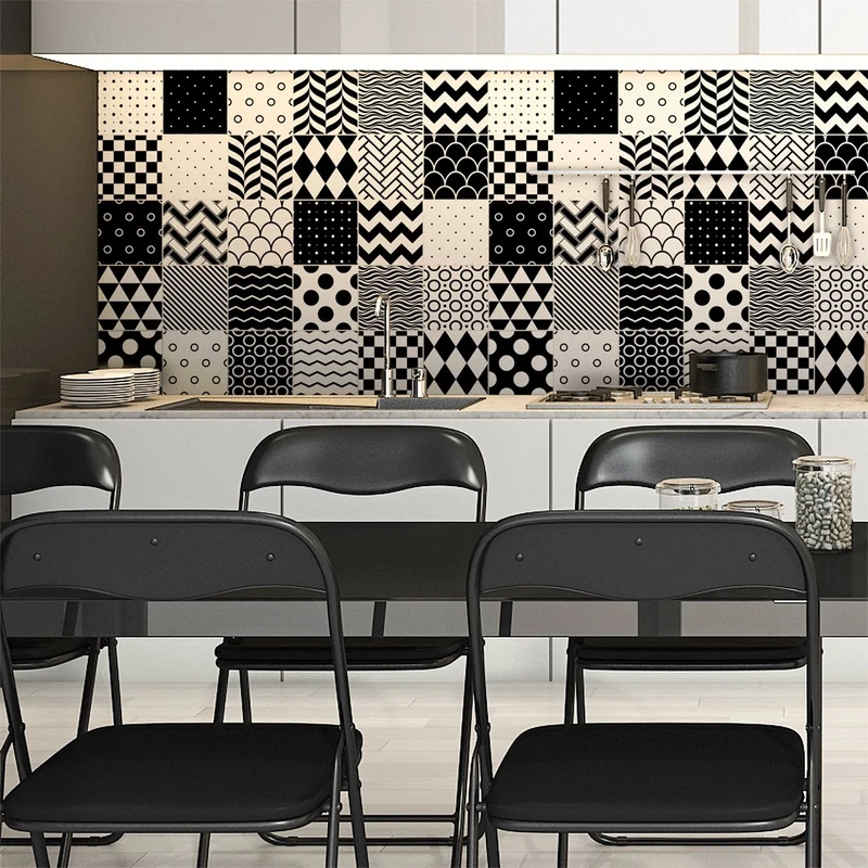 Ambiance Sticker Self-Adhesive Decorative Wall Decal Cement Tile for Bathroom and Kitchen Norvégien - Pack of 9 Stickers of 20 x 20 cm