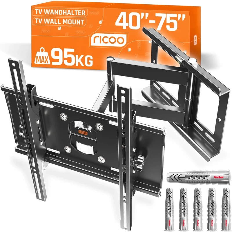 RICOO TV Bracket Tilt Swivel approx 40-75 Inch R23-F for LED LCD OLED Curved and Flatscreens Wall Mount Universal for VESA 200x200-400x400