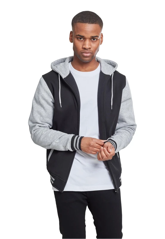 Urban Classics Men's 2-Tone Zip Hooded Sweatshirt, Multicoloured (Blk/Gry 00029), 4XL