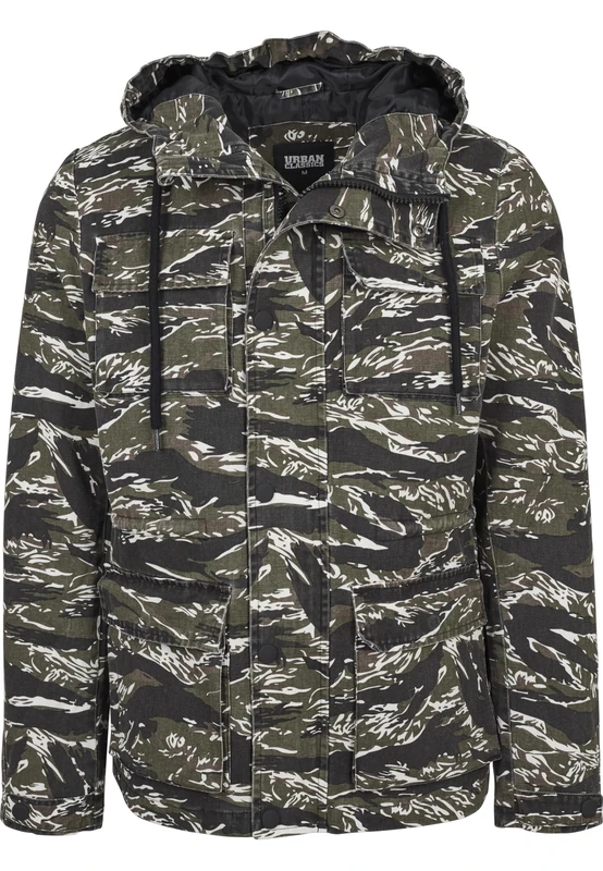 Urban Classics Men's Tiger Camo Cotton Jacket, Multicoloured (Olive/Black/White 01383), S