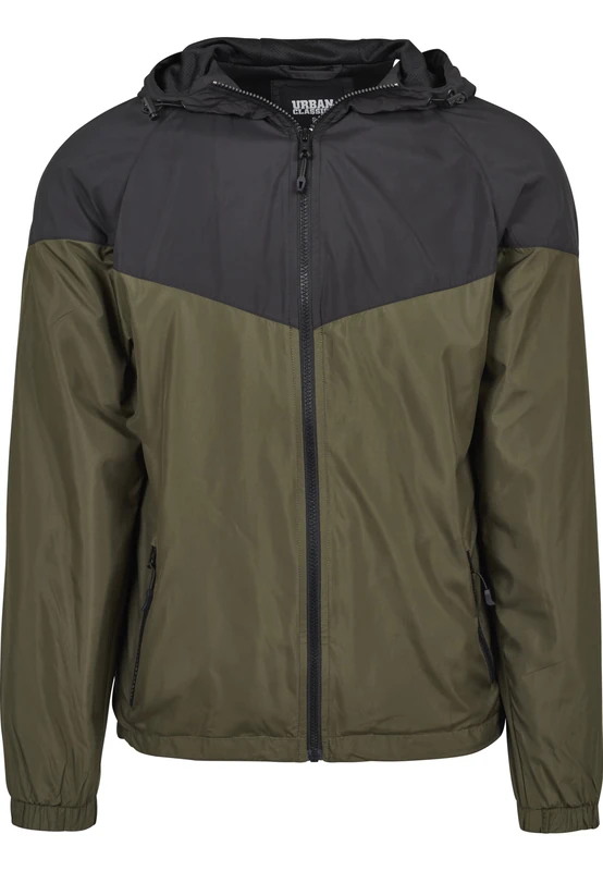 Urban Classics Men's 2-Tone Tech Windrunner Jacket, Multicolour (Black/Dark Olive 01338),3XL - Image 1