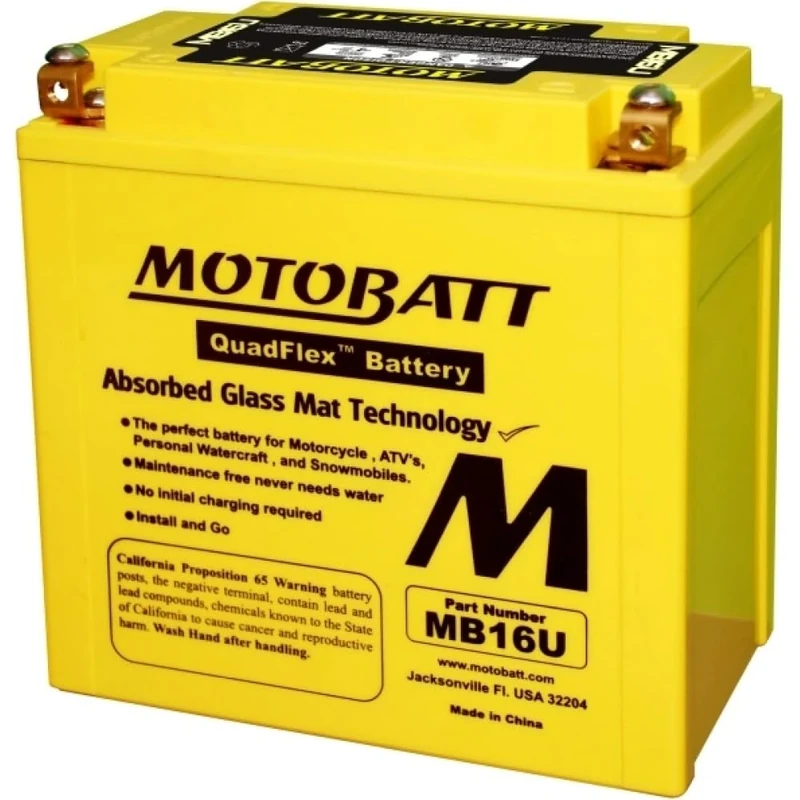 Motobatt Battery MB16U 12v 20AH CCA:240A YB16BA L:160mm x H:161mm x W:90mm