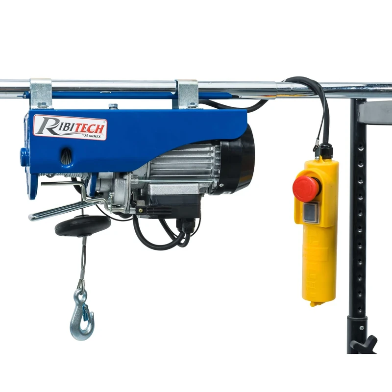 Ribimex PE100/200PT Electric Hoist 100/200 kg, 480 W, Rope 12 m, 230 V, Blue and Black