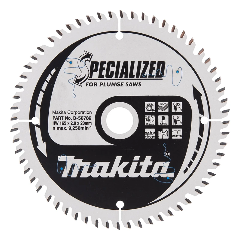 Makita B-56786 Specialized Saw Blade for Plunge Saws 165x20x60T
