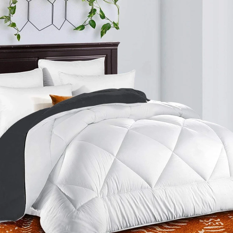 King Comforter Duvet insert with Corner Tabs for Duvet Cover 1200 Series, Snow Goose Down Alternative, Hotel Collection Comforter Reversible, Hypoallergenic Choice, White/Gray, 90 by 102 inches