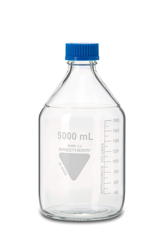 RASOTHERM Laboratory Bottles, (Boro 3.3), GL45, Blue Screw Cap, 5000 ml