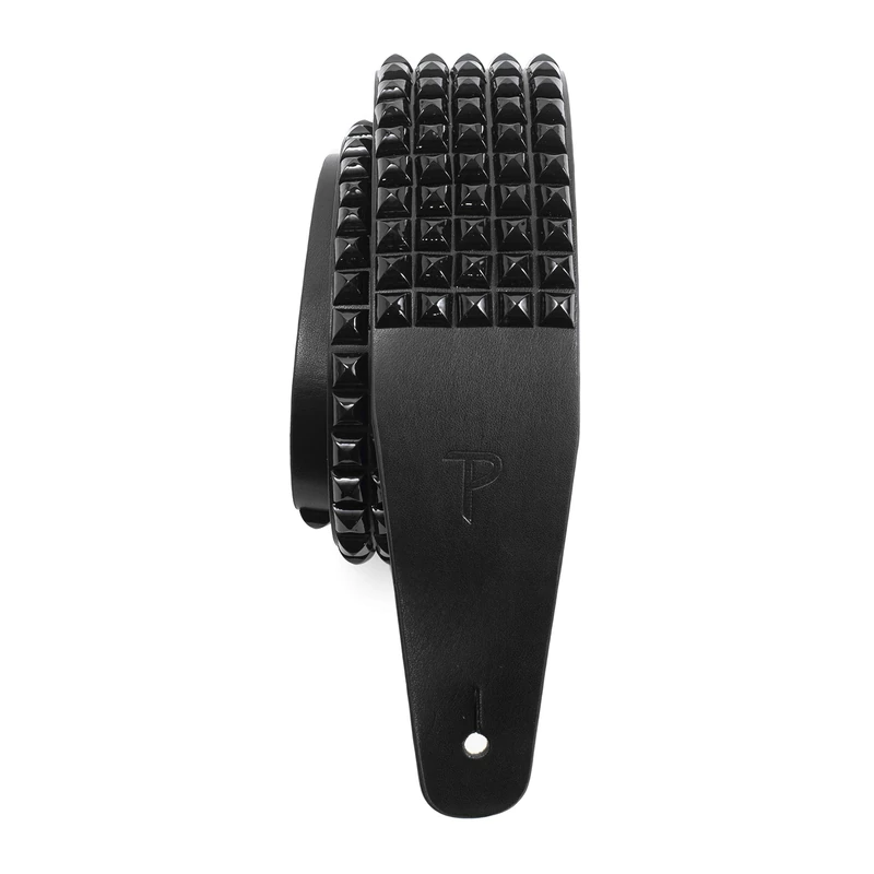 Perri's Leathers Ltd. - Guitar Strap - Studded leather - Black - Adjustable - For Acoustic/Bass/Electric Guitars - Made in Canada (P25STUD-7112)