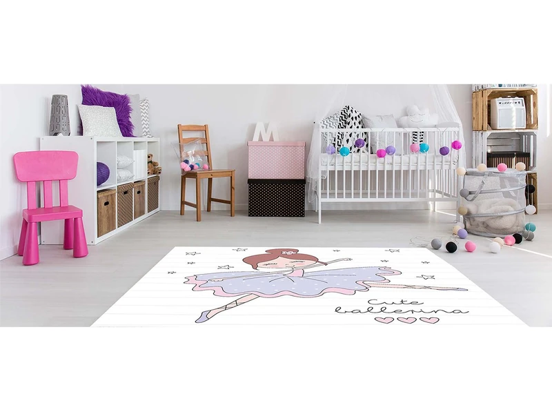 Oedim Children's Ballerina PVC Rug 95 cm x 95 cm | Adult PVC Carpet | Vinyl Flooring for Adults - Image 1