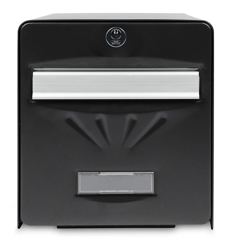 BURG-WÄCHTER La Poste, 2 Doors, 516 NO BALNEAR, Black Galvanised Steel Mailbox, with Full Opening Door and Mail Stop (Door Blocked at 120°)