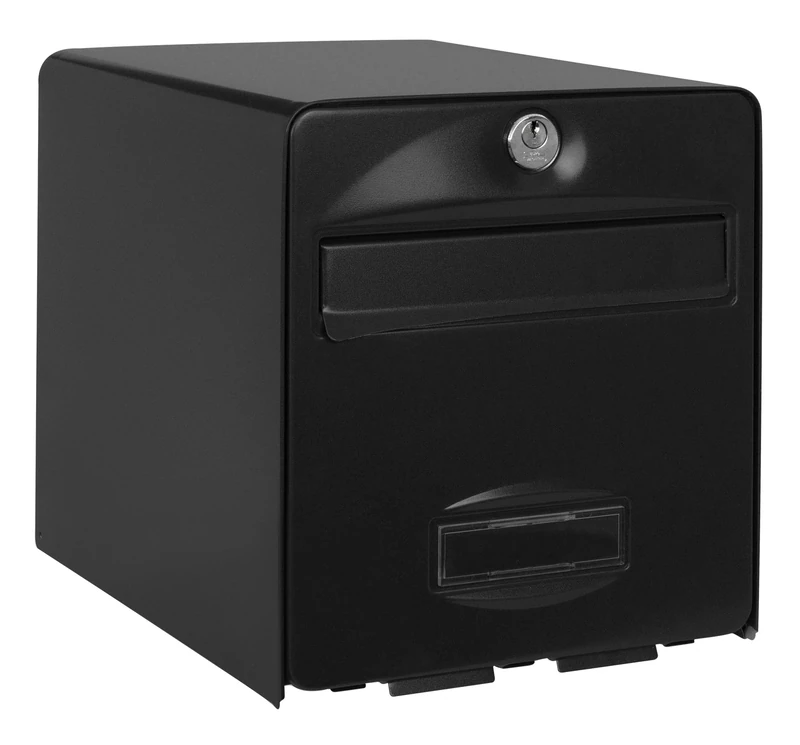 BURG-WÄCHTER La Poste, 2 Doors, 509 NO Balthazar, Black Galvanised Steel Mailbox, with Full Opening Door and Mail Stop (Door Blocked at 120°)