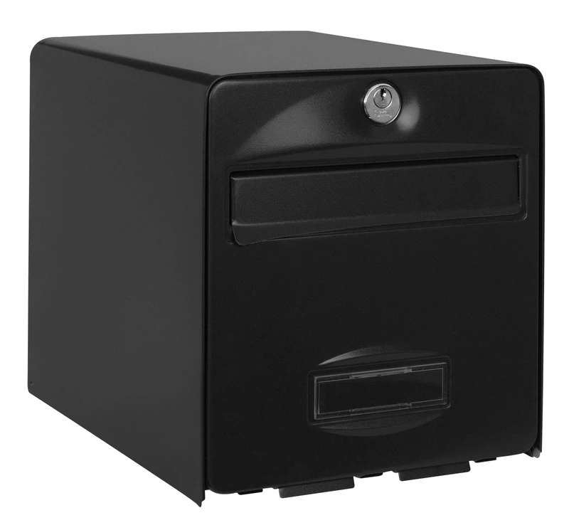 BURG-WÄCHTER, Galvanised Steel Standard Letter Box with Full Opening Door, Letter Stop, 120° Blocked, 1 Door, Balthazar, Black