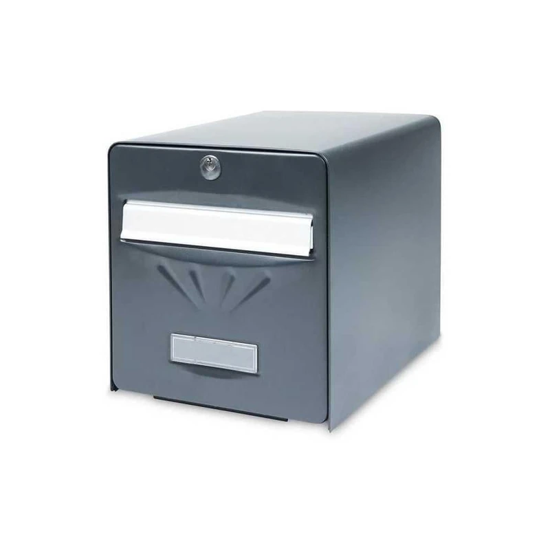 Burg-Wächer Standard Galvanised Steel Letter Box with Full Opening Door, Mail Stopper (Door Locked at 120°), 2 Doors including a Glass, Ballet, Anthracite