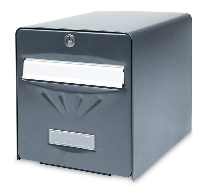 Burg-WÃ"CHTER Mailbox with 2 Doors Including One Glazed, 516 NO PV BALNEAR, Black, Galvanized Steel, with Full Opening Door and Mail Stop (Door Locked at 120°)