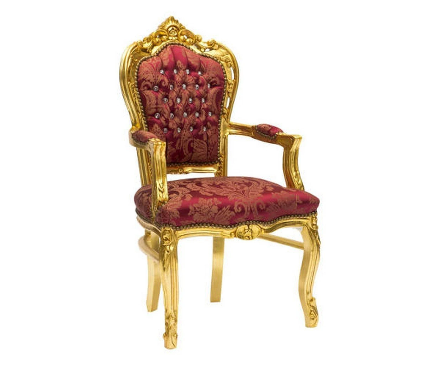 Armchair Baroque Red Crystals Gold Fabric 68 x 65 x 108 cm