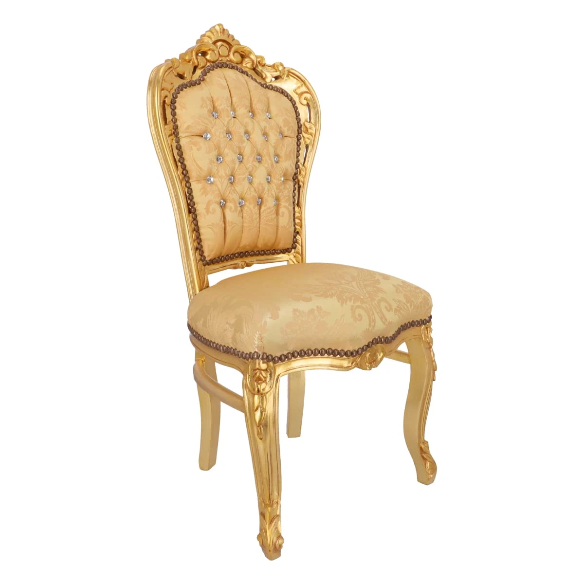 Chair Baroque Gold Crystals Fabric 60 x 52 x 110 cm