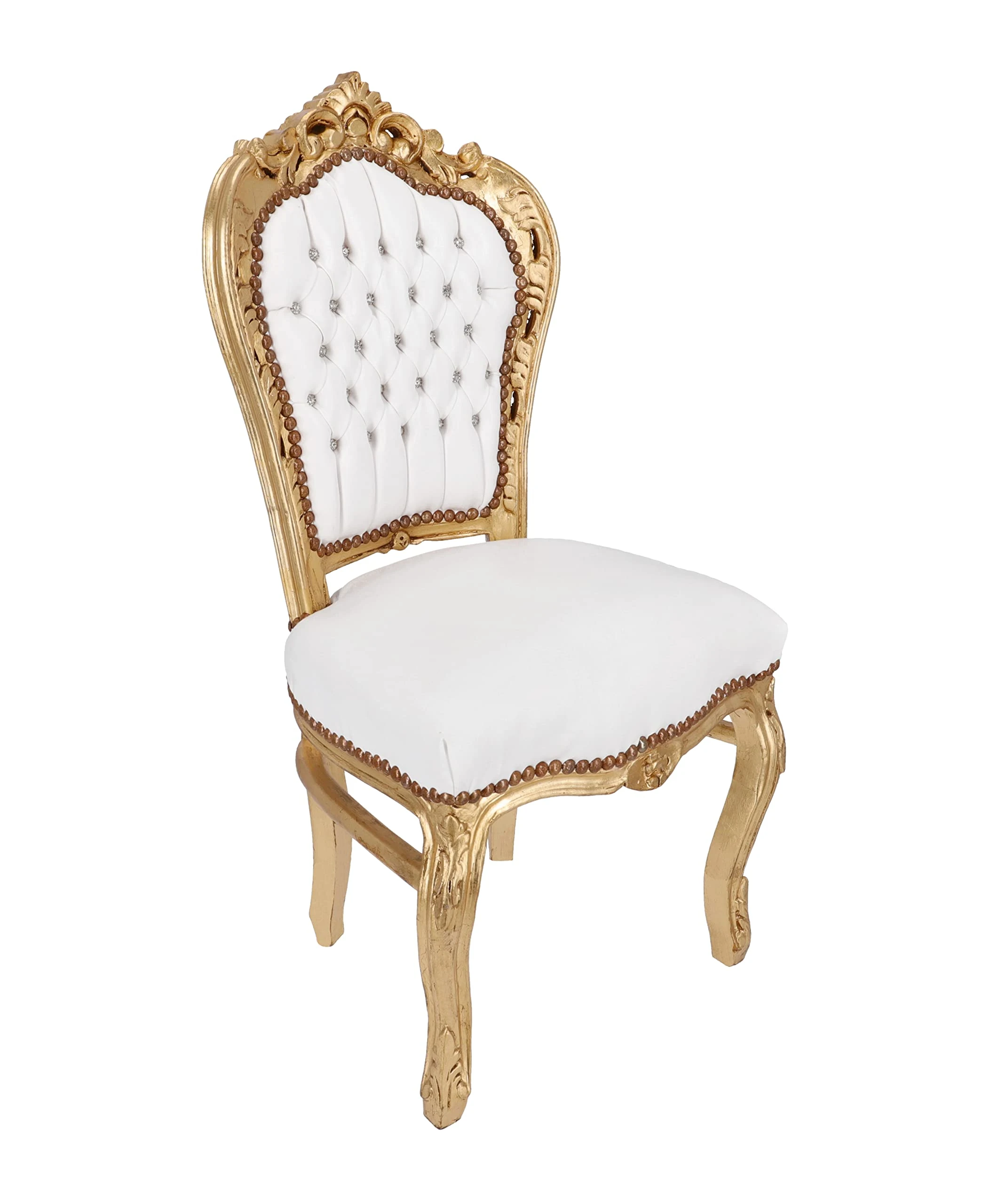 Artificial Leather Chair Gold and White