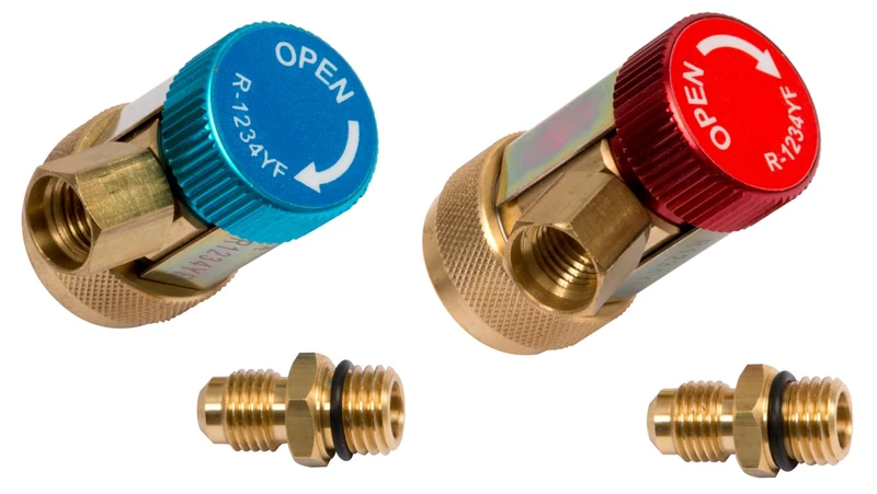 KS Tools 550.1200 Set of 2 High and Low Pressure 12 mm Connectors with 1/4-Gas Adaptor R1234 Inches, White